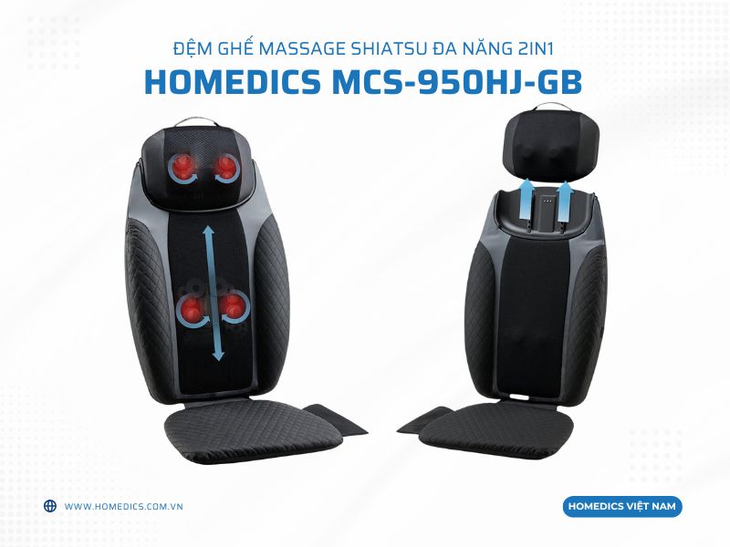 Đệm massage lưng Shiatsu Homedics 2 trong 1