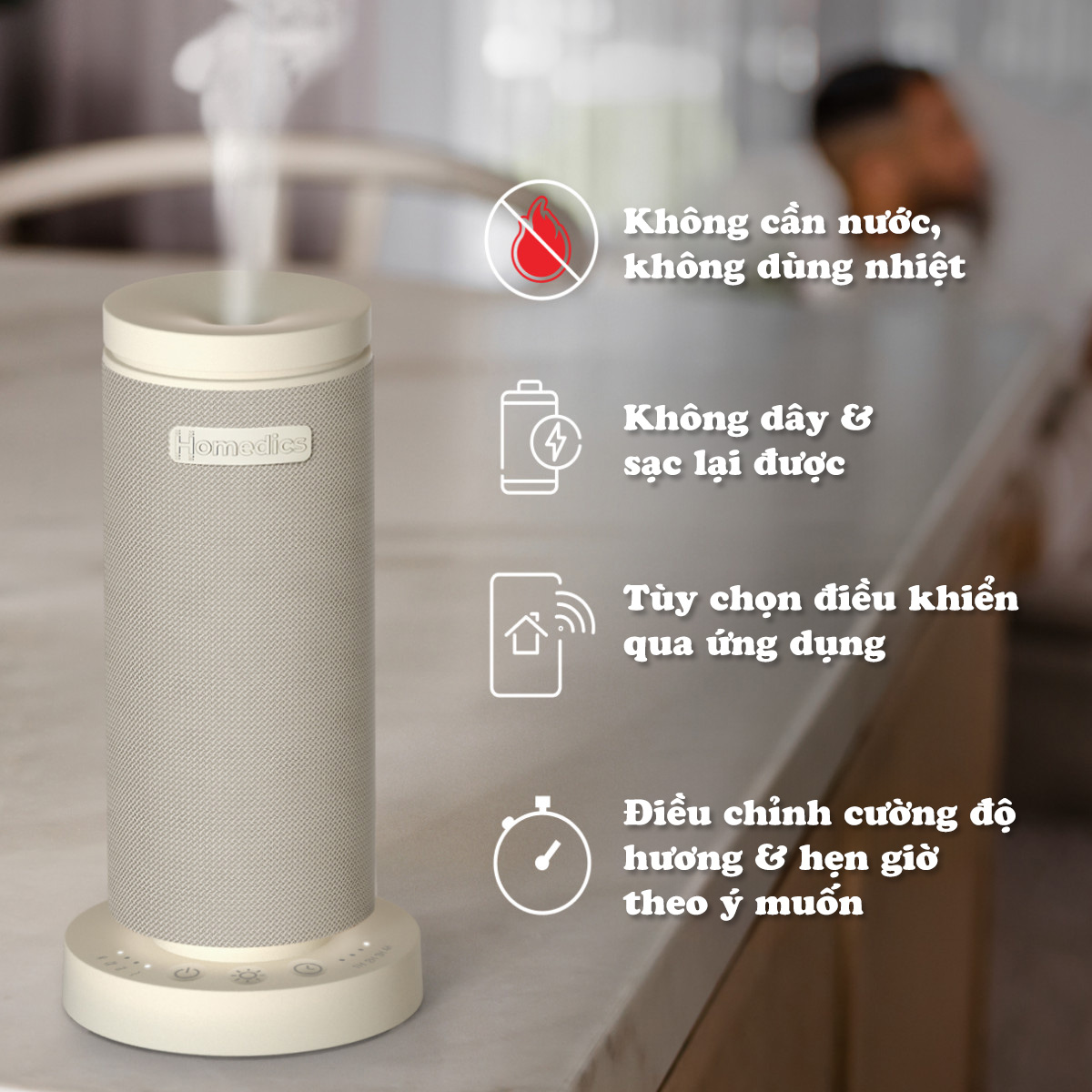 Top 3 máy xông tinh dầu tạo độ ẩm HOT nhất năm 2025 5 Máy xông tinh dầu tạo độ ẩm HoMedics chính hãng