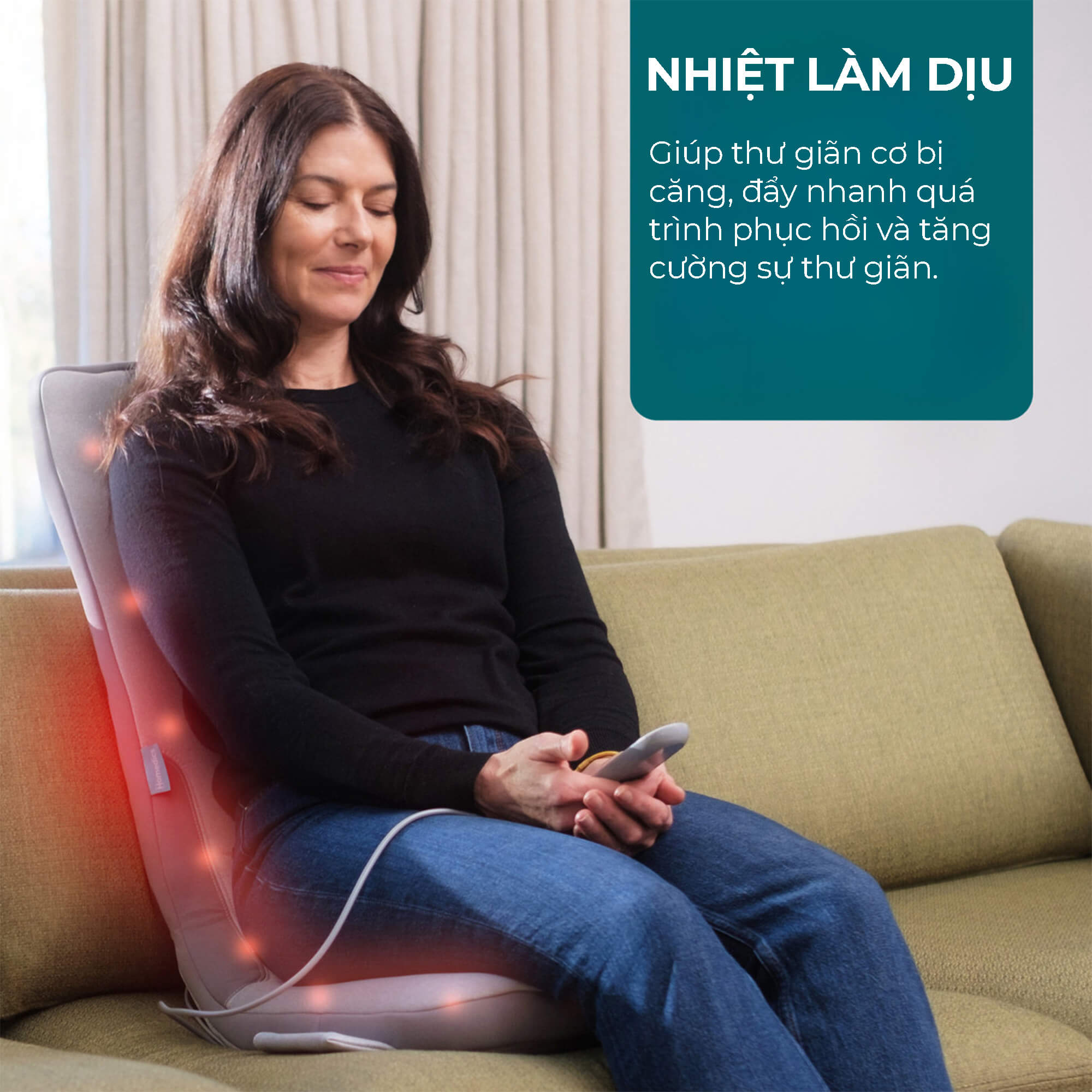 Nhiệt hồng ngoại Đệm massage lưng HoMedics MCS-512H công nghệ massage Shiatsu