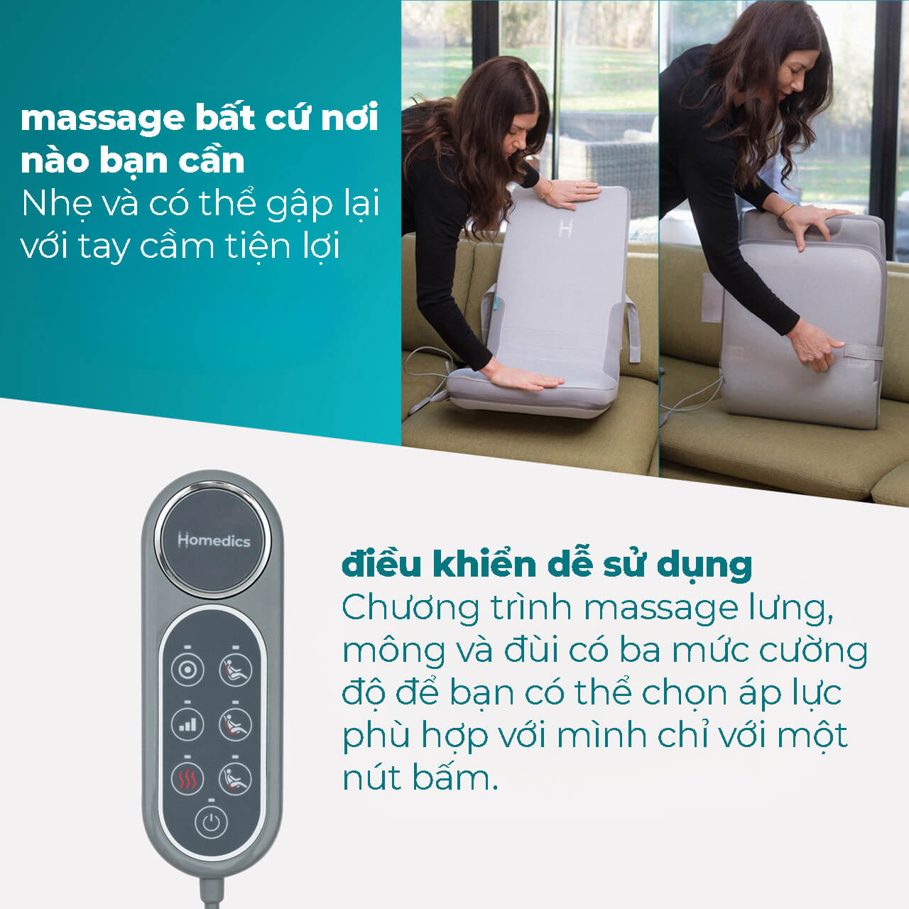 Đệm massage lưng HoMedics MCS-512H công nghệ massage Shiatsu