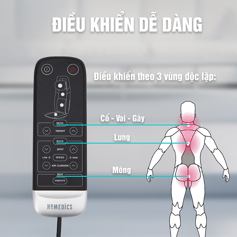 Tùy chỉnh nhiều chế độ trên đệm massage toàn thân