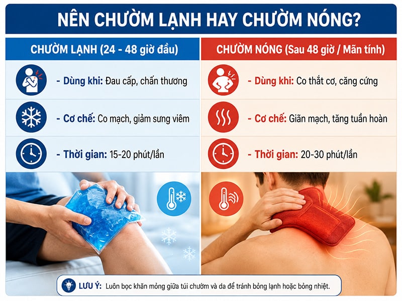 Chườm nóng, chườm lạnh giúp giảm đau lưng