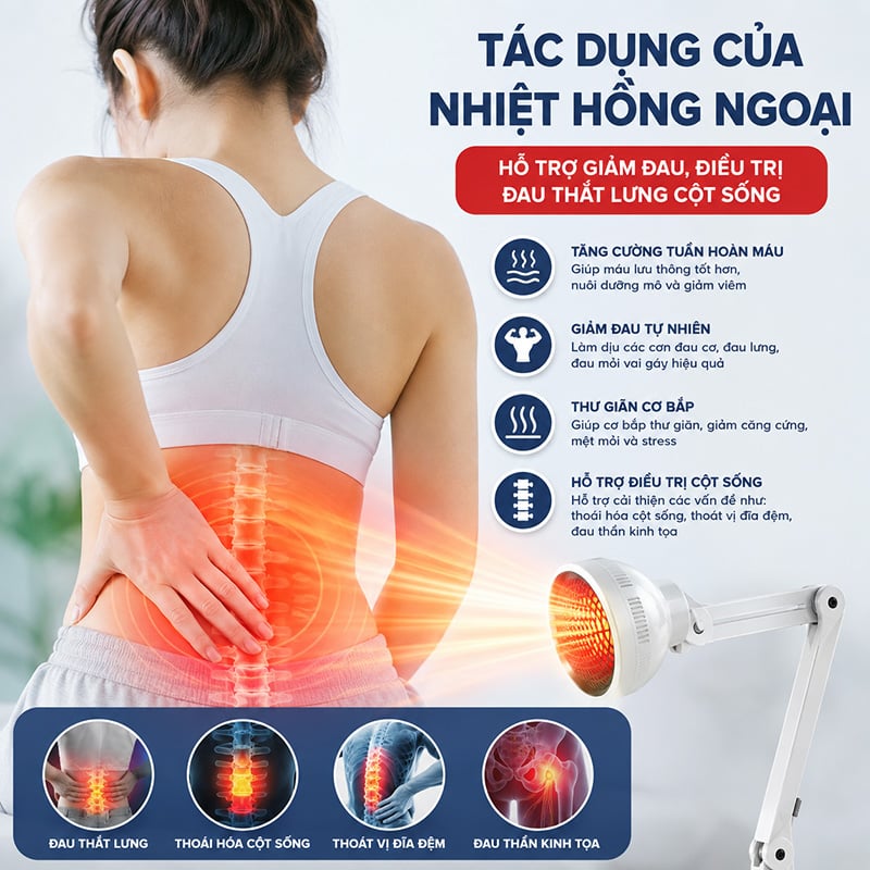 Điều trị đau lưng cột sống với nhiệt hồng ngoại
