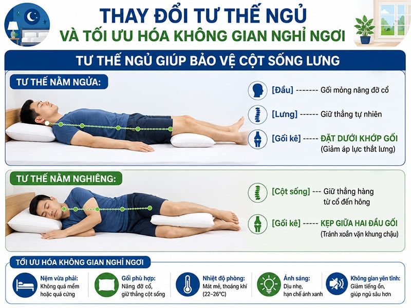 Thay đổi các tư thế nằm ngủ giúp giảm đau lưng hiệu quả