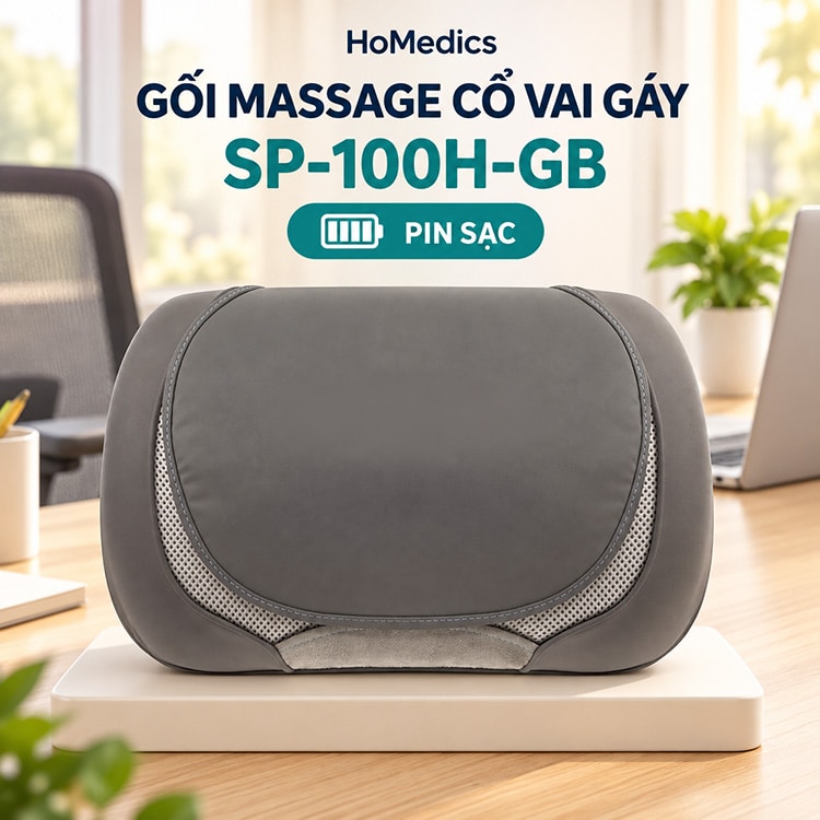 Gối massage cổ vai gáy Pin sạc tiện dụng