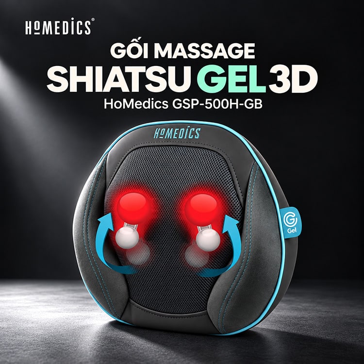 Khám phá Máy massage cổ vai gáy công nghệ GEL 4 Gối massage cổ vai gáy công nghệ GEL HoMedics